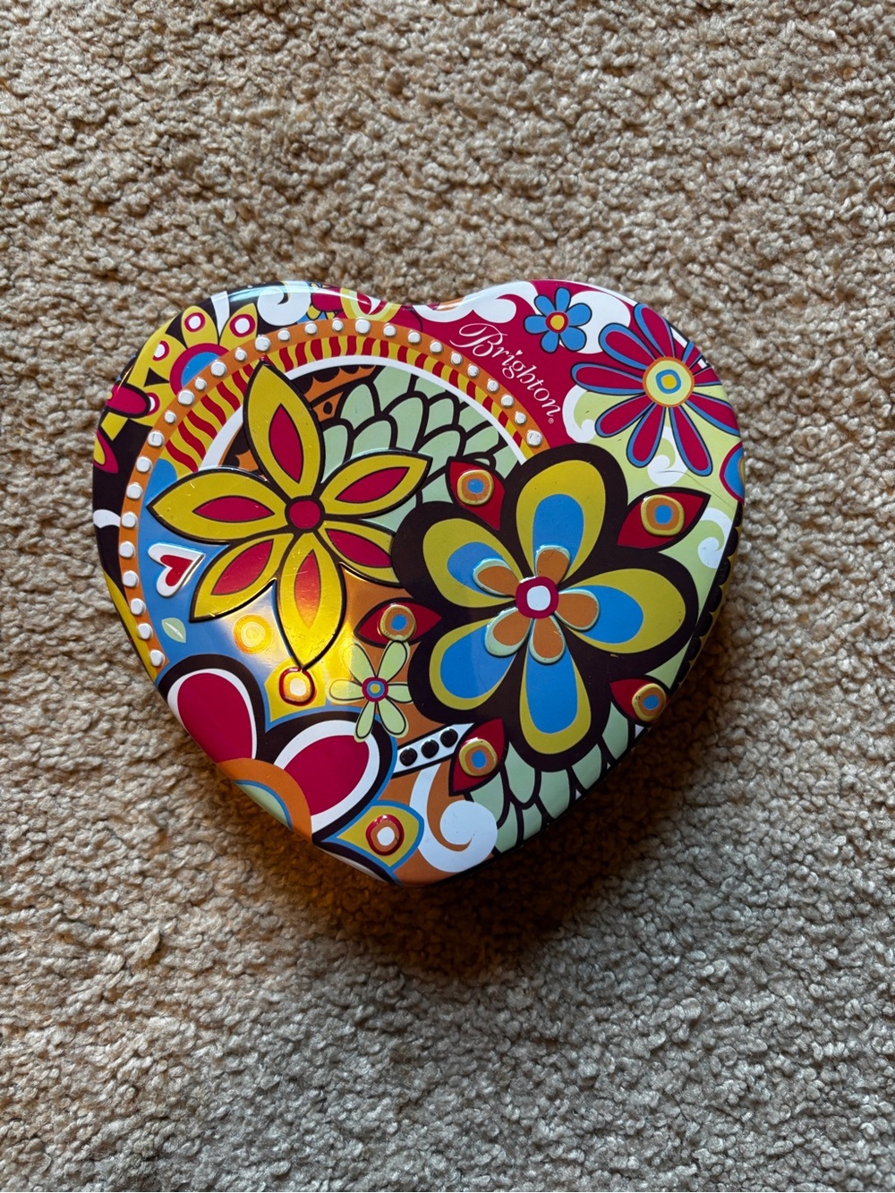Brighton Heart Trinket Tin - Multicolor Floral Design